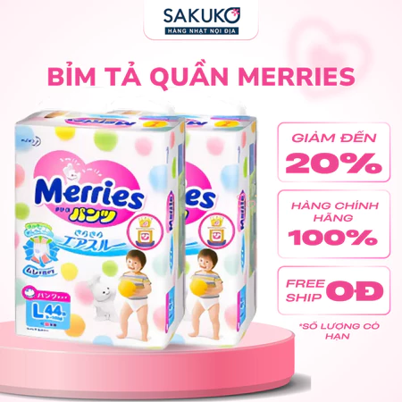 Bỉm_Tã quần MERRIES có tặng miếng - hàng Nhật nội địa SAKUKO