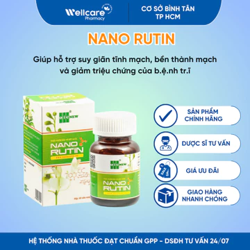[CHÍNH HÃNG] Nano Rutin Bền Thành Mạch, Hỗ Trợ Giảm Sưng Do Suy Giãn Tĩnh Mạch, Co Búi Trĩ Nội Ngoạ - 60 viên