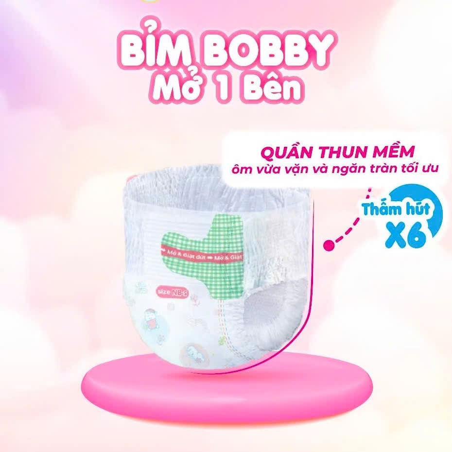 Tã Quần Mở Một Bên/Tã dán Bobby Chính Hãng cho bé Sơ sinh NB70+6/S80/M76 Mềm Mại, Dễ Mặc, Chống Tràn