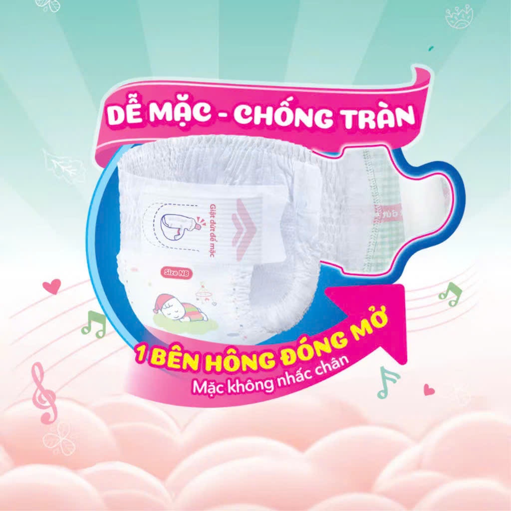 Tã Quần Mở Một Bên/Tã dán Bobby Chính Hãng cho bé Sơ sinh NB70+6/S80/M76 Mềm Mại, Dễ Mặc, Chống Tràn