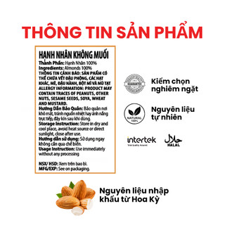 Hạnh Nhân Không Muối Dan D Pak I Almonds Unsalted I 170g