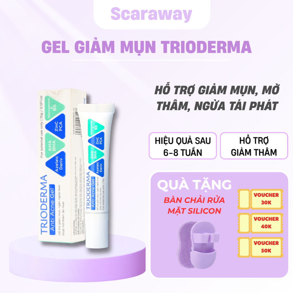 Gel Giảm Mụn Trioderma Dành Cho Mọi Loại Da Giảm Thâm Sáng Da Tuýp 15g ...