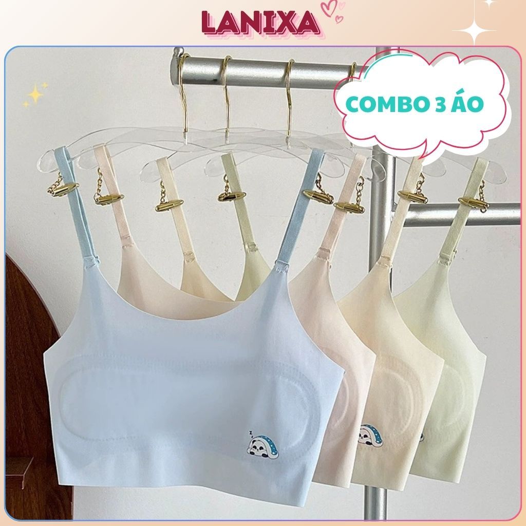 SET 3 Áo lá bé gái hai dây mảnh chất su mềm mại êm ái thoáng mát họa tiết xinh xắn cute LANIXA B898