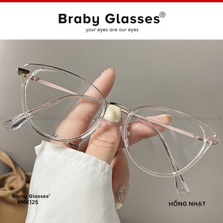 Gọng Kính Cận Mắt Mèo Nam Nữ Braby Glasses Chất Liệu Kim Loại Siêu Nhẹ Thiết Kế Sang Trọng MK125