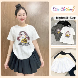 SET Áo Váy Bigsize Nữ Áo Xước Gân In Hình Cô Gái Kèm Chân Váy BÍ Dễ Thương A287+CV413