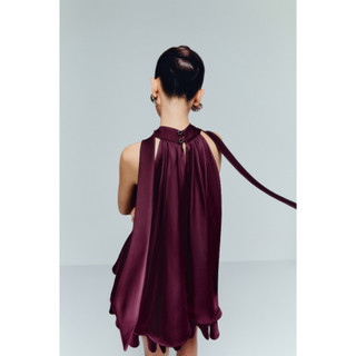 Áo Silk Halter Tiered Mini, Chất Vải Lụa Tô Châu Thoải Mái, WKI087  SOME HOW STORE