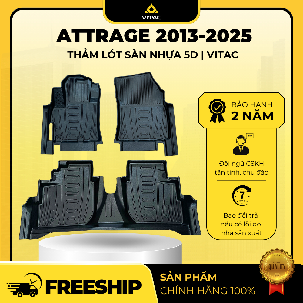 Thảm lót sàn nhựa ô tô 5D tràn viền đúc khuôn Mitsubishi Attrage 2013–2026 | BigBuy360 - bigbuy360.vn