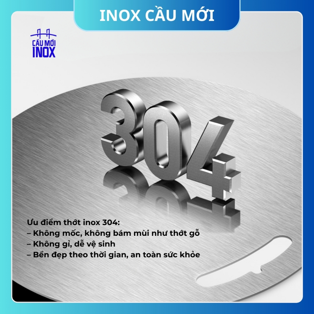 Thớt tròn inox 304 kháng khuẩn cao cấp – chống ẩm mốc, vệ sinh dễ dàng, hàng chất lượng cao từ xưởng