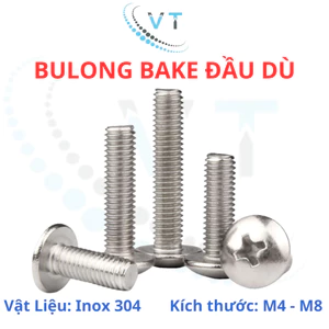 Ốc Vít inox đầu dù pake Inox 304 M3 M4 M5 M6 M8, Bulong inox đầu dù bake inox 304.