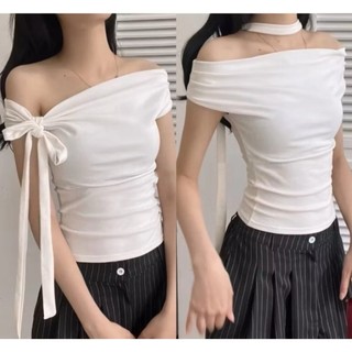 Áo Trễ Vai Lệch Vai Mặc Nhiều Kiểu Nữ Tăm Lạnh Co Giãn