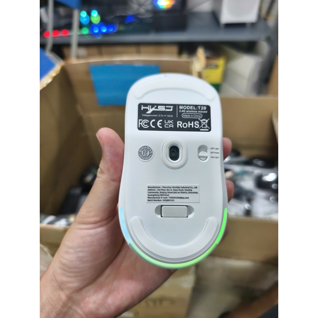 Chuột Gaming Không Dây HXSJ T20 2.4GHz có thể sạc lại (Màu Trắng) 2.4GHz 6 nút điều chỉnh độ phân giải, IC quang PAW3212