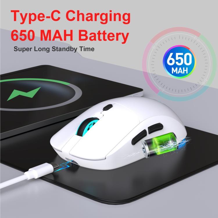 Chuột Gaming Không Dây HXSJ T20 2.4GHz có thể sạc lại (Màu Trắng) 2.4GHz 6 nút điều chỉnh độ phân giải, IC quang PAW3212