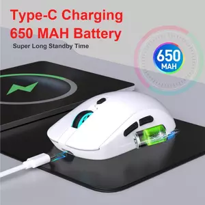 Chuột Gaming Không Dây HXSJ T20 2.4GHz có thể sạc lại (Màu Trắng) 2.4GHz 6 nút điều chỉnh độ phân giải, IC quang PAW3212