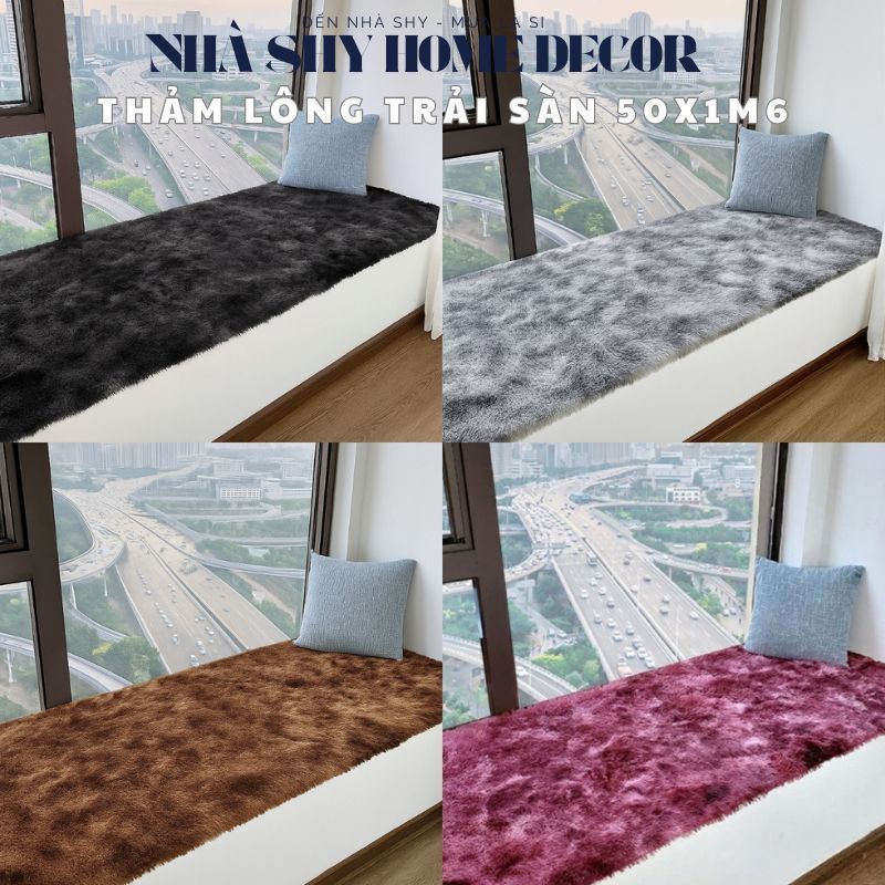Thảm Lông Trải Sàn Trang Trí Nhà Cửa - Lót Phòng - Thảm Cạnh Giuờng Ngủ Màu Loang Size 50x1m6 - Nhà Shy Home Decor