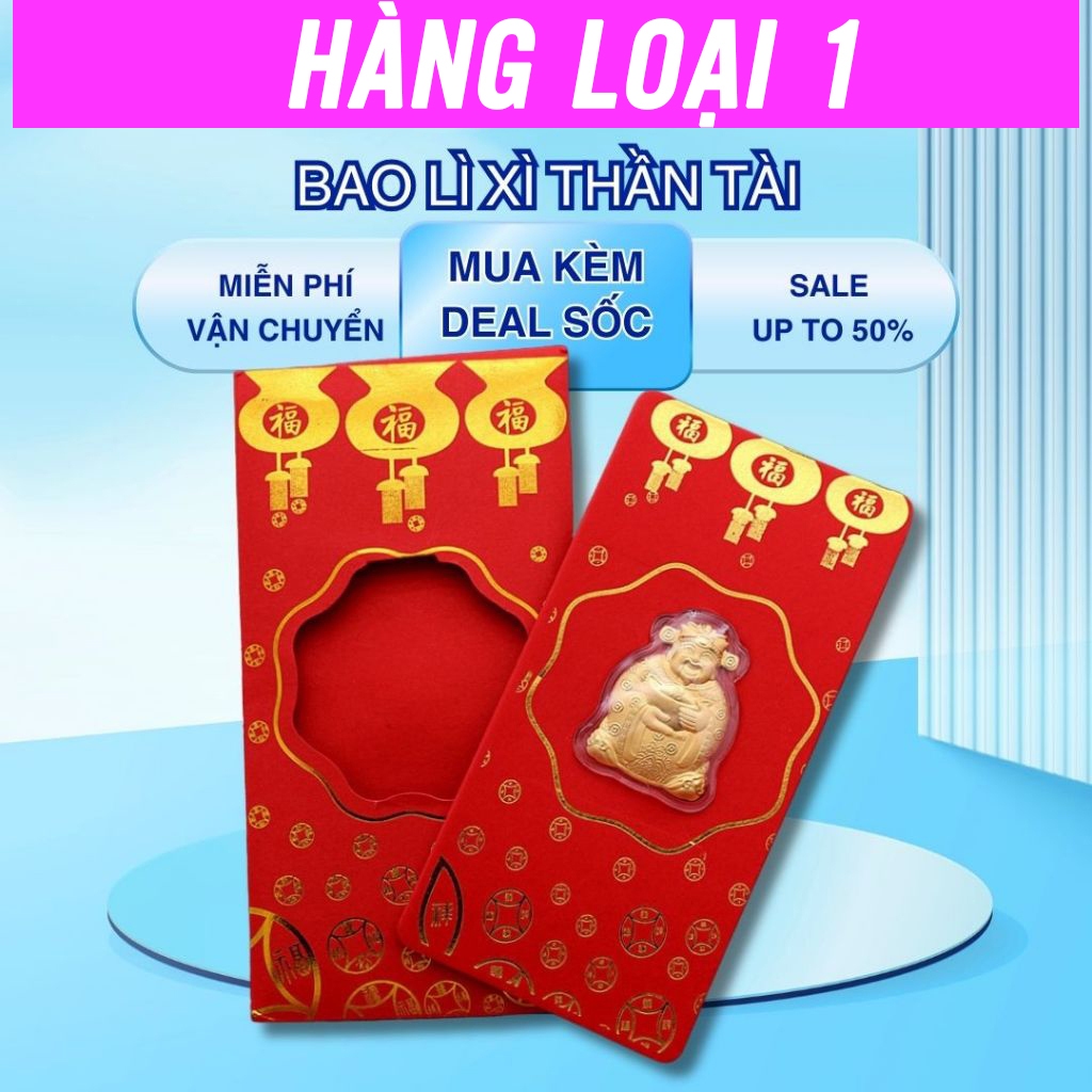 [rẻ nhất sàn] Bao lì xì vàng thần tài 24k may mắn , bao lì xì ngựa vàng Tết 2026