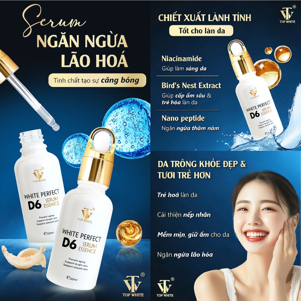 Serum ngăn ngừa lão hóa da Top White – White Perfect D6 Serum Essence