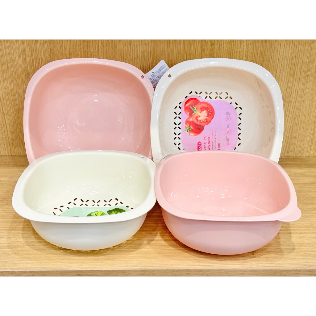 [MỚI VỀ] Bộ thau rổ xếp chồng Yoko Nest Inochi size 25cm và 28cm, nhựa PP nguyên sinh an toàn