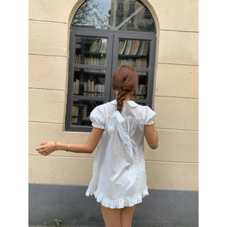 Le rouge | Stella dress Đầm babydoll ngắn tay bồng cổ sen xếp li (kèm quần trong)