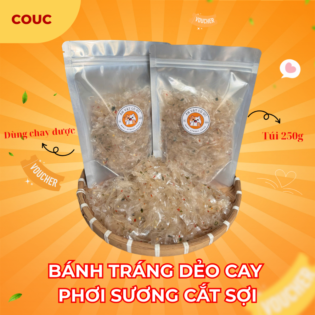 [CAY VỪA CS] Bánh Tráng Dẻo Cay Phơi Sương Cắt Sợi Sẵn - Snack Ăn Vặt - Food