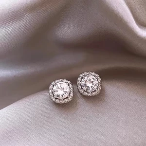 Bông tai bạc nữ đính đá cao cấp phong cách Hàn Quốc hiện đại sang chảnh dành cho nữ ChicEar Jewelry A531