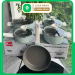 Bộ Nồi Phủ Sứ Chống Dính Amey AM096 Hợp Kim Nhôm Truyền Nhiệt Nhanh, Nắp Kính Cường Lực - Nhà Bếp Thiên Hà — ảnh 1