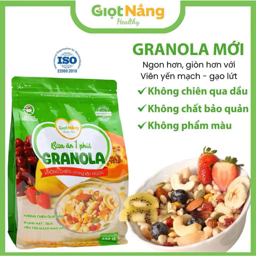 Granola Giọt Nắng Ngũ Cốc Ngon Giòn Với Trái Cây Sấy Gạo Lức Yến Mạch Và Các Vị Hạt Mới GRAN