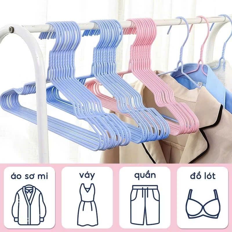 Combo 10 Móc quần áo 40cm móc kẹp quần áo chịu lực tốt - Móc Bọc Nhựa Sắc Màu