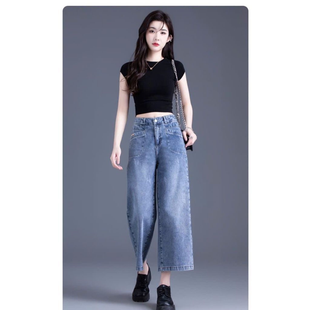 Quần Jeans nữ JENI 1189, quần Jeans dáng xuông đứng trơn màu, Style Hàn Quốc trendy