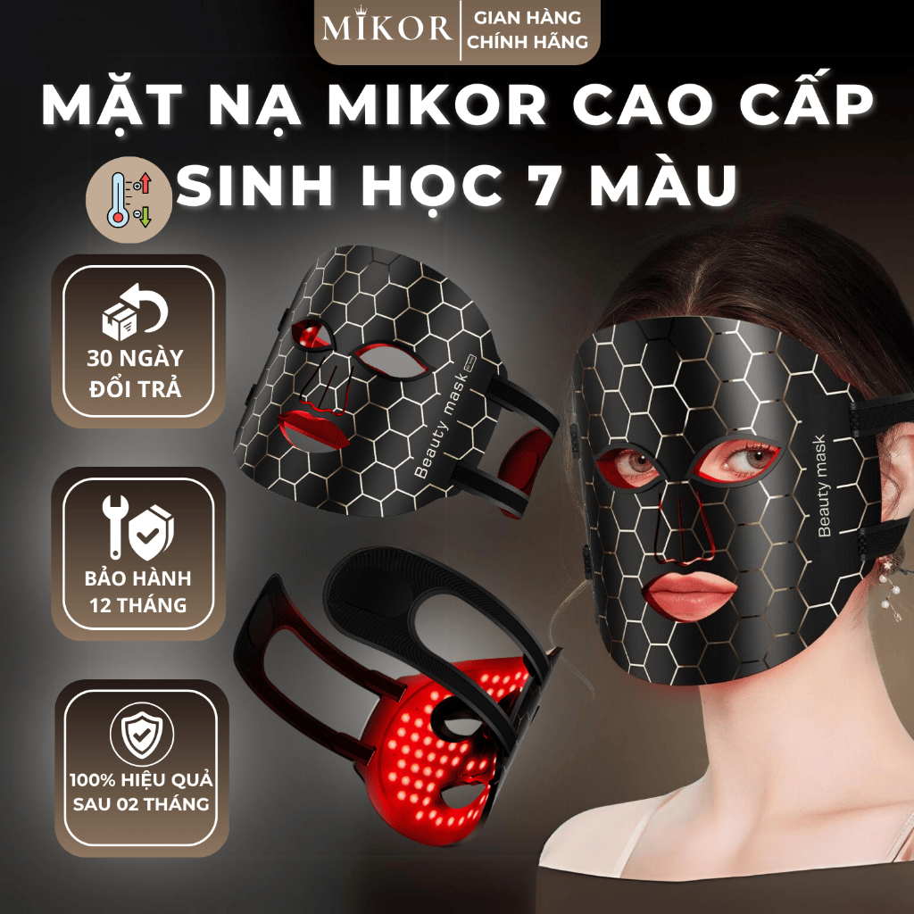Mặt Nạ Ánh Sáng Sinh Học 7 Màu Cao Cấp, Giúp Trẻ Hóa Da, Làm Sáng Da, Giảm Nếp, Ngừa Mụn, Mikor