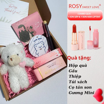 [ SET QUÀ ] Combo Son Sáp Lì Rosy và Son Kem Choco Liptint, rosy sweet love,lên màu chuẩn,uà tặng bạn gá
