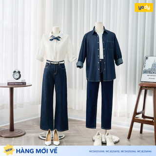 Áo sơ mi jeans nam túi ngực YODY mềm mại thấm hút tốt MCSH25S046
