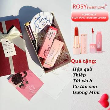 [ SET QUÀ ] Combo Son Sáp Lì Rosy và Son Kem Lip Tint Choco, rosy sweet love,màu chuẩn,quà son tặng bạn