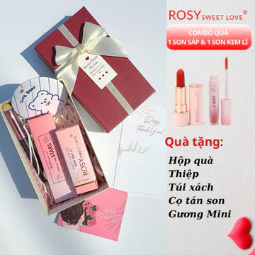[ SET QUÀ ] Combo Son Sáp Lì Rosy và Son kem lì Touch The Stars ,Rosy Sweet Love,quà tặng cô giáo, bạn gái