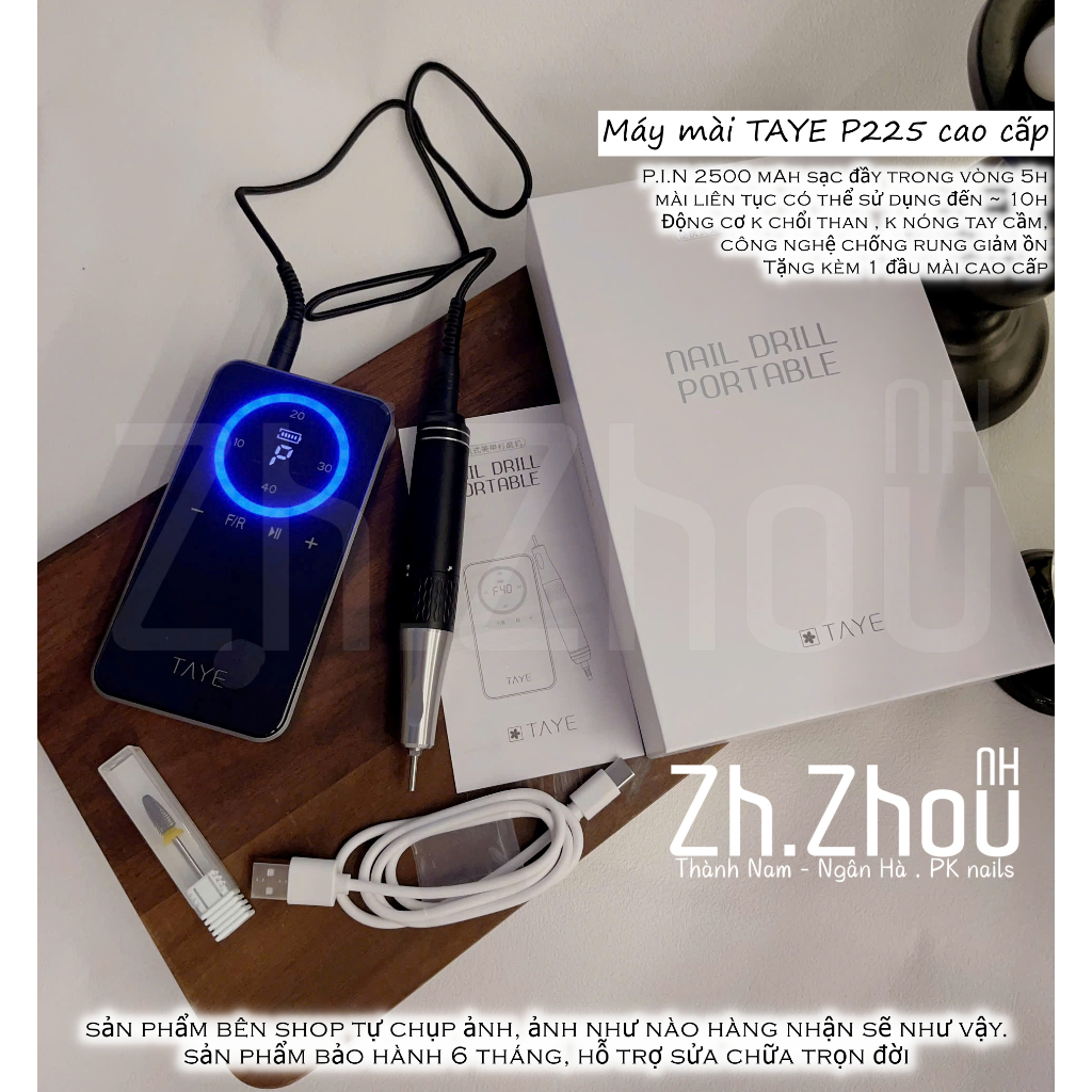 Máy mài móng TAYE p225 cao cấp tặng kèm đầu mài sứ, máy mài móng tích diện cao cấp Taye