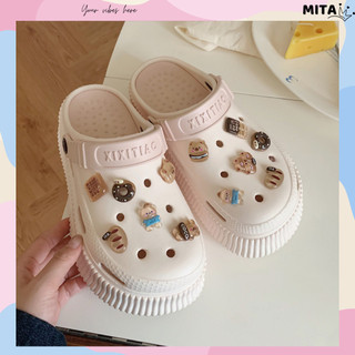 Dép nữ, dép sục Mita đế cao 5.5cm XIXITIAO kèm charm Gấu choco kiểu sandal quai hậu CS-94