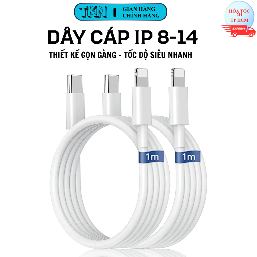 Dây cáp sạc nhanh TKN 20W dài 1m , Cam kết sạc nhanh bảo hành 12 tháng