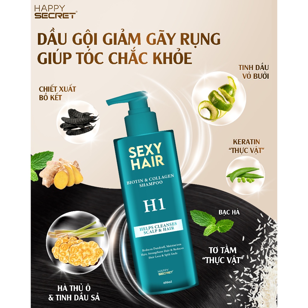 Dầu gội Giảm gàu, giảm rụng, giúp tóc suôn mượt, chắc khỏe Sexy Hair H1 Top White