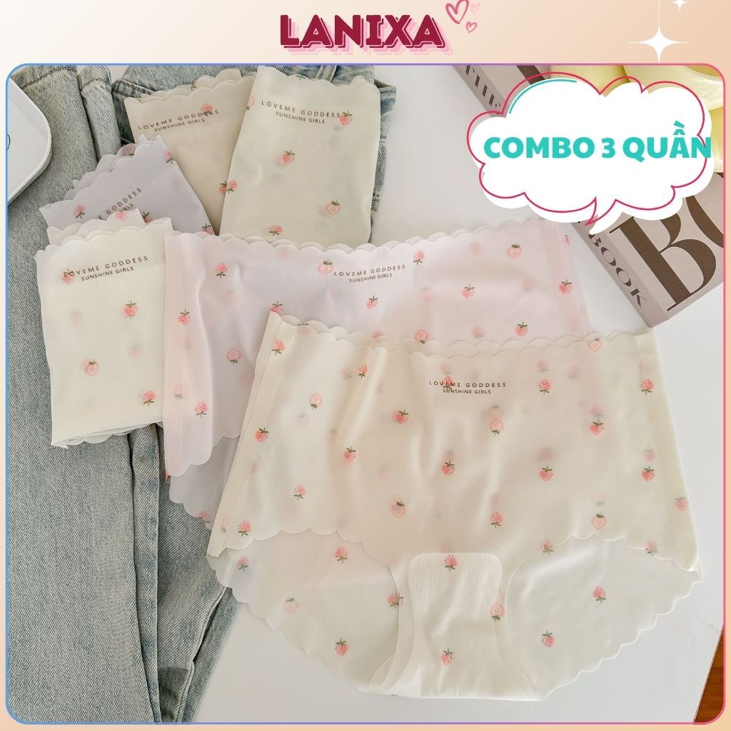 SET 5 Quần lót nữ su thạch mỏng nhẹ tàng hình không lộ viền họa tiết xinh xắn đáng yêu LANIXA L1027