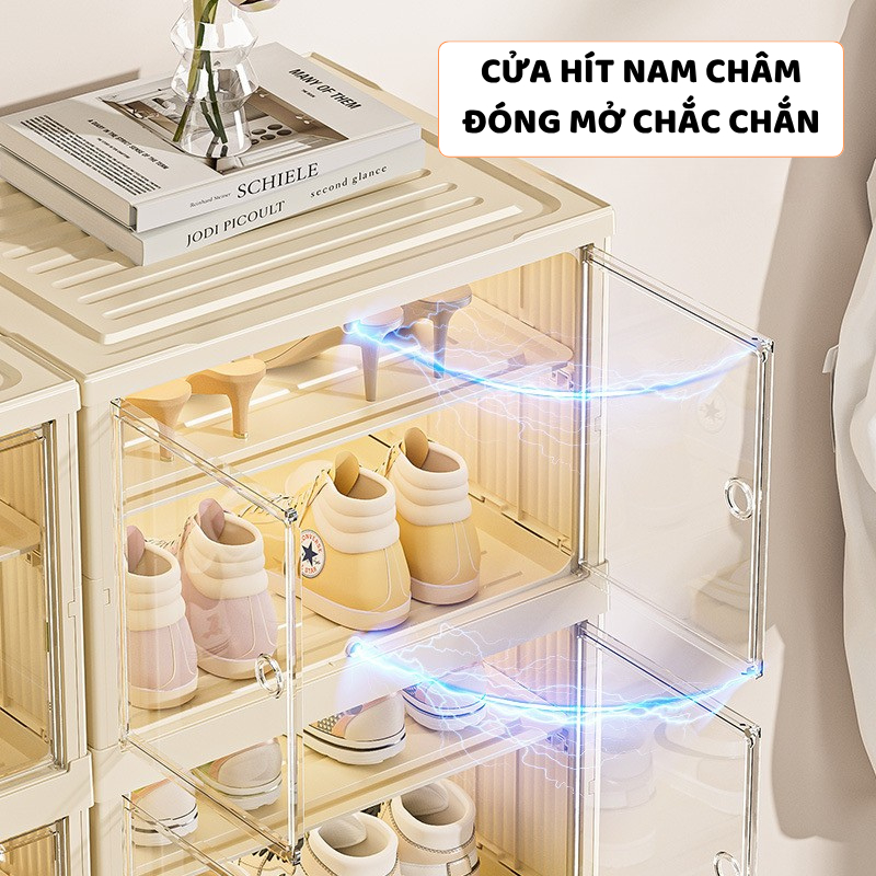 Tủ Kệ Đựng Giày Trong Suốt Gấp Gọn ENODA HOME, Tủ Giày Nhiều Tầng Chất Liệu Nhựa Dày Dặn, Hít Nam Châm Kín Bụi HG011