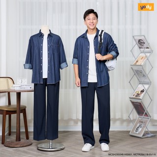 Áo sơ mi jeans nam túi ngực YODY mềm mại thấm hút tốt MCSH25S046