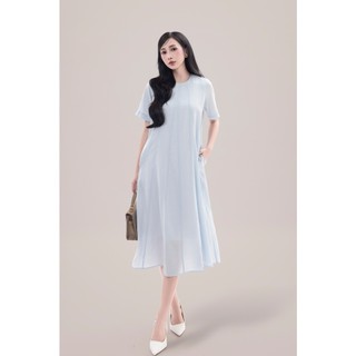 SWANLAKE | Váy Đầm Nữ Suông Trơn 8 Mảnh Dài Bay Cổ Tròn Tay Ngắn Vải Tơ Mỹ Lót Cotton Có Túi D11530