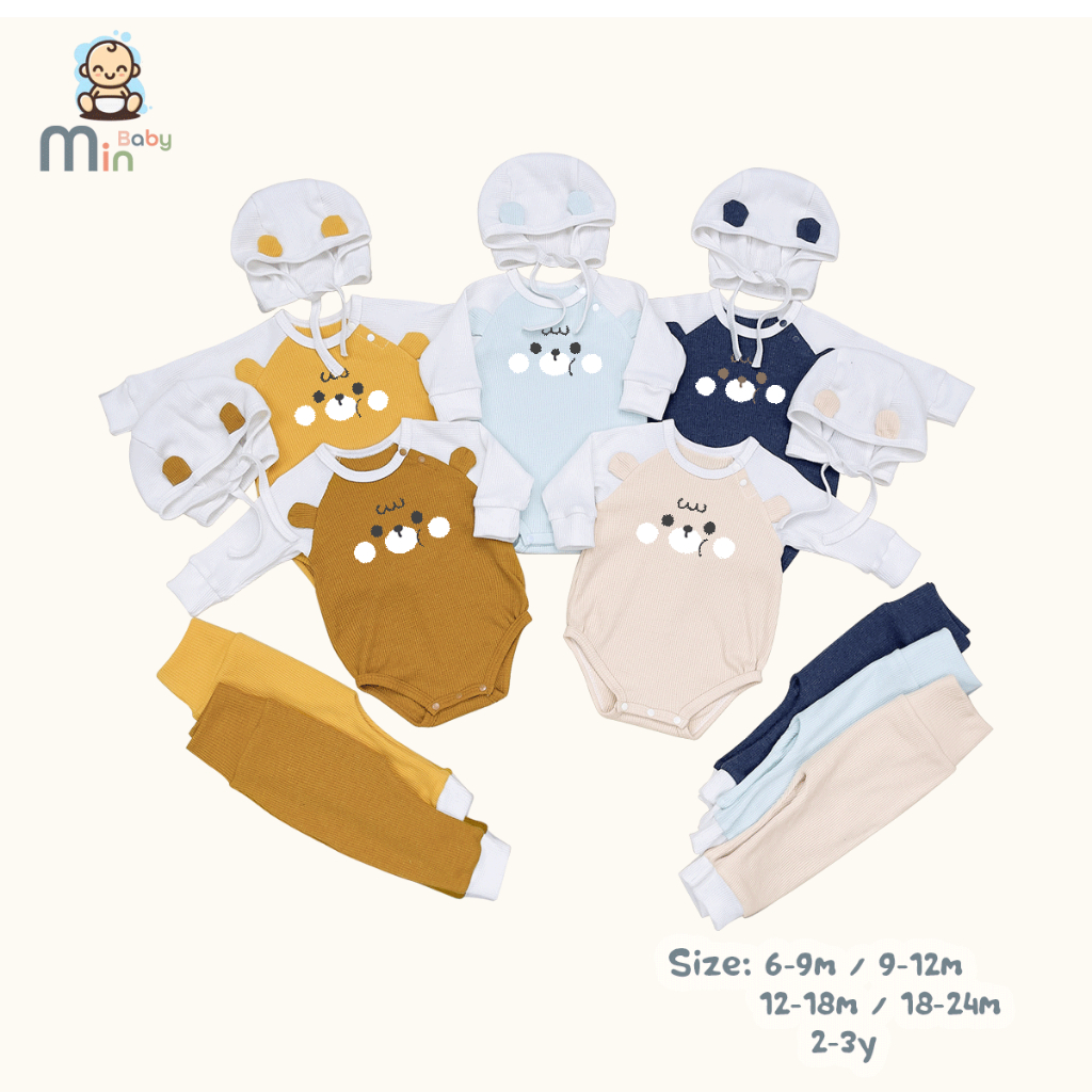 Body Chip Thu Đông Dài Tay Kèm Quần Anminaza Chất Vải Tổ Ong Mềm Mịn Và Thoáng Khí - Hàng Chính Hãng AMI0203