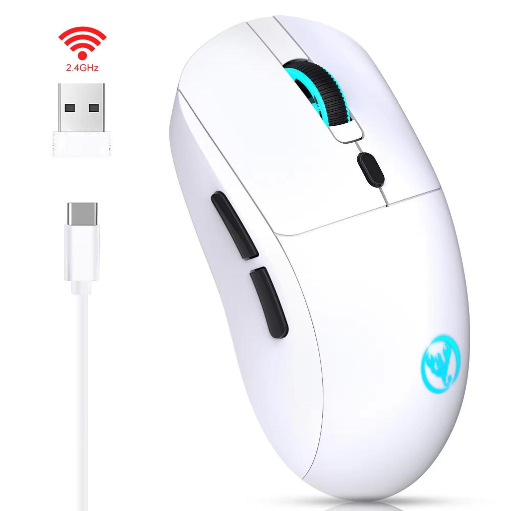 Chuột không dây HXSJ T20 2.4GHz có thể sạc lại (Màu Trắng) 2.4GHz 6 nút điều chỉnh độ phân giải, IC quang PAW3212