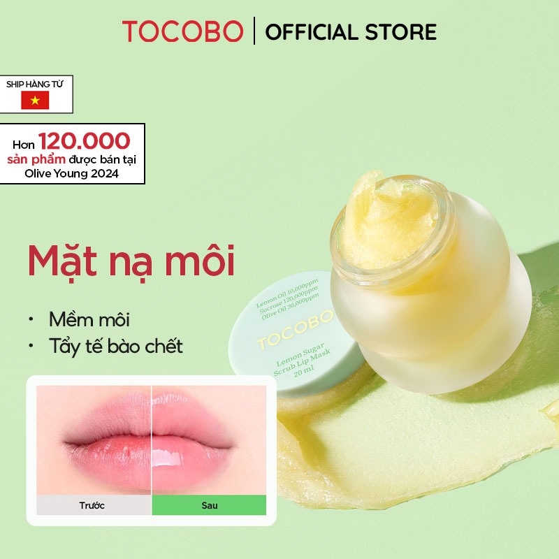 Mặt nạ môi tẩy da chết dịu nhẹ Tocobo Lemon Sugar Scrub Lip Mask 20ml