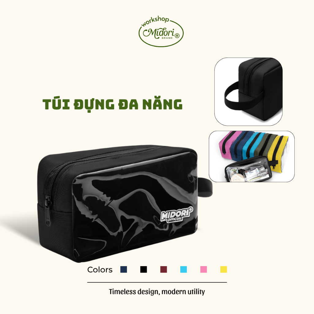 Hộp Bút Đa Năng Đựng Viết Mỹ Phẩm Nam Nữ Canvas Có Quai Xách Du Lịch | Mi Midori