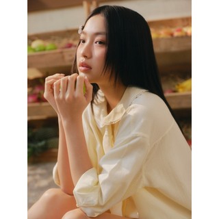 Set OLV áo và quần đi chơi Yellow Linen Long Sleeve Tie Set pastel ngọt ngào