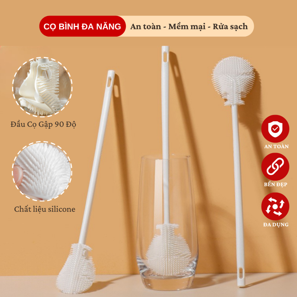 Cọ Rửa Ly Bình Lông Mềm Gập 90 Độ, Chất Liệu Silicon An Toàn Cán Dài ...