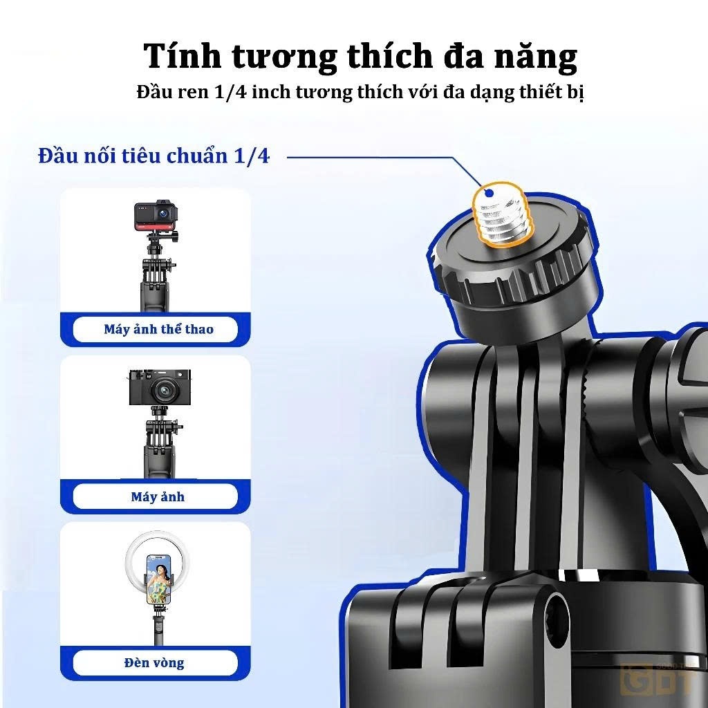 Tripod điện thoại 3 chân 1m7 Gậy Selfie chụp ảnh có remote bluetooth kim tay cầm quay video xoay 360 đa góc chống rung