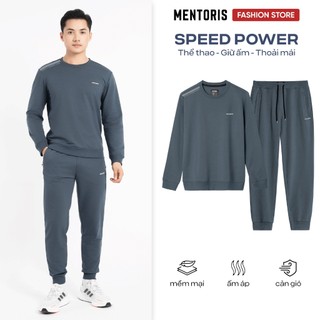 Bộ Nỉ Nam Thu Đông Cao Cấp MENTORIS, Bộ Cổ Tròn Form Dáng Thể Thao, Chất Vải Mềm Không Xù MBN01