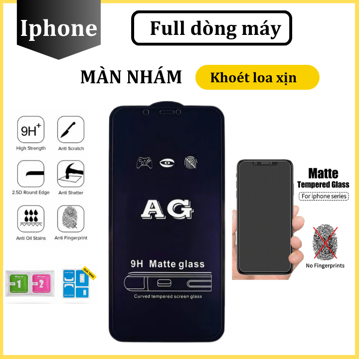 Cường lực Nhám chống vân tay iphone 15promax 15pro 14promax 14pro 13 12 11 pro promax 11 X XS XSmax 7plus 8plus .pn
